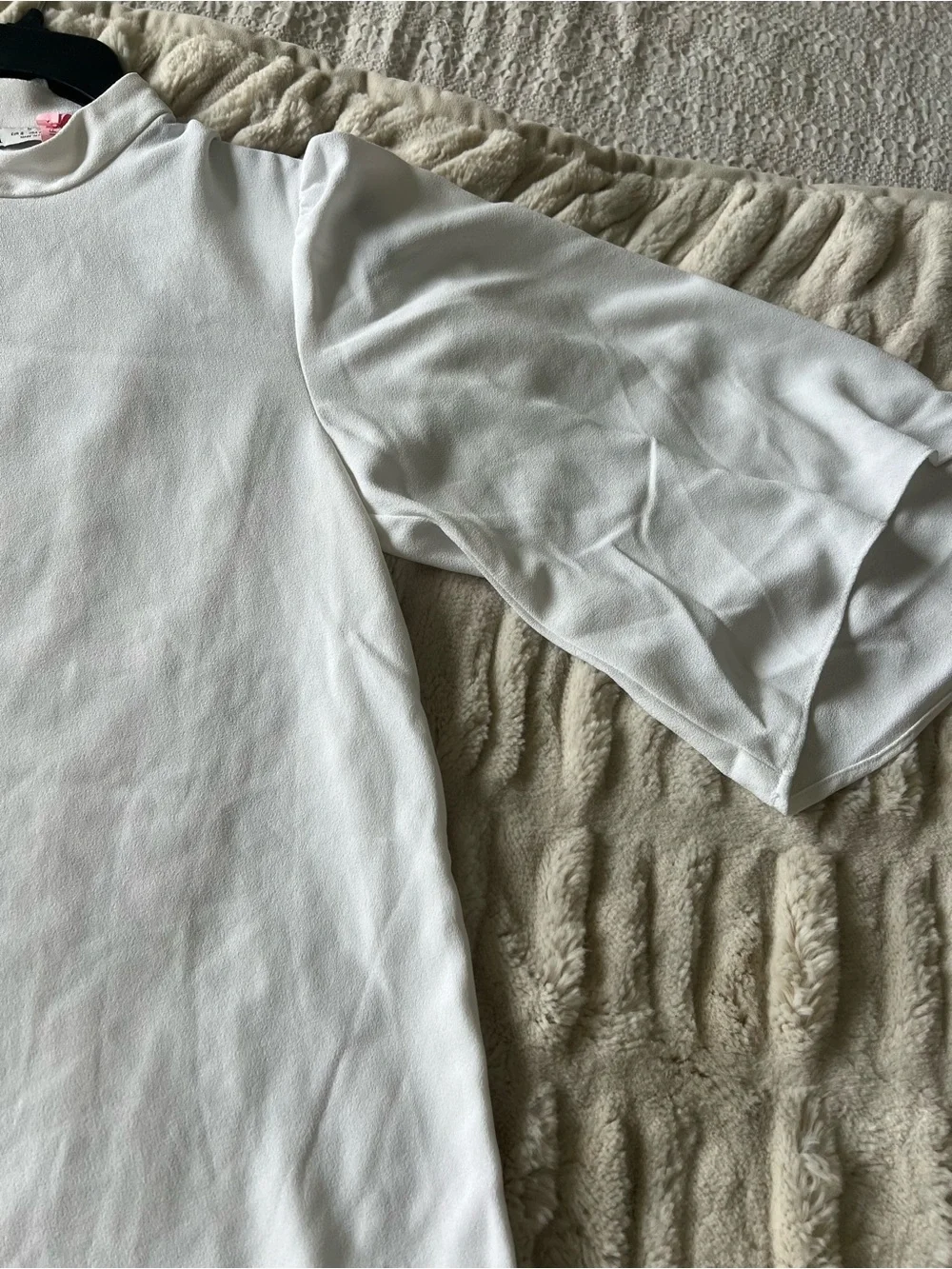 Zara White Mock-Neck Puff Sleeve Top